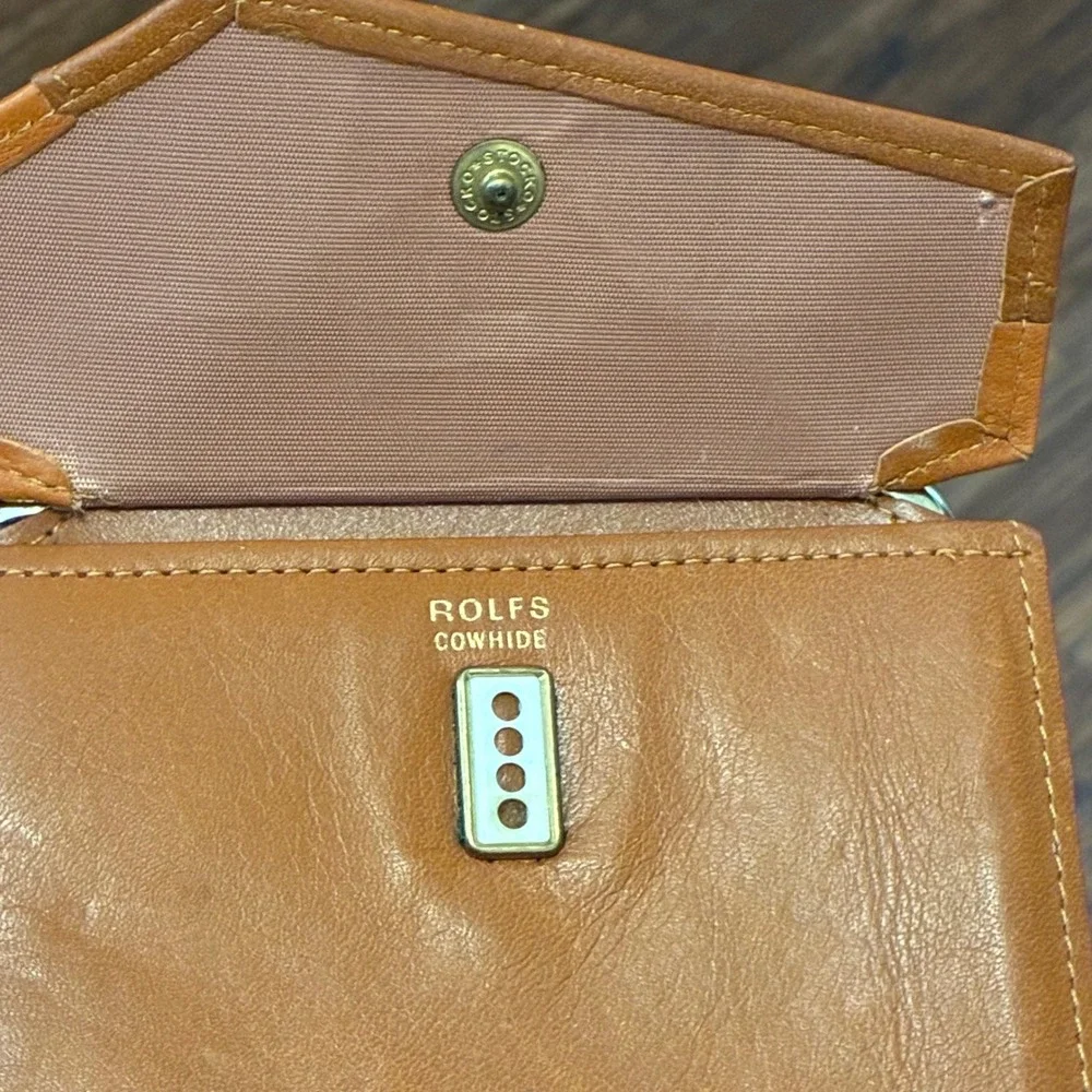 Vintage Rolfs Wallet Women's OS Tan Cowhide Leather Kiss Lock Quilted